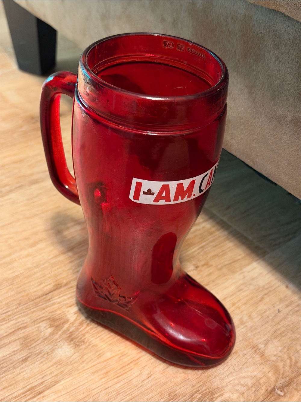 Molson Canadian Beer Brewery Glass Stein Boot 32 oz "I am Canadian"